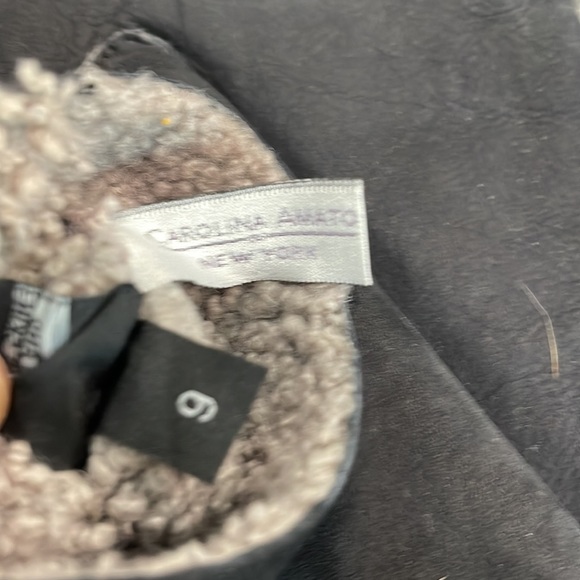 $239 CAROLINA AMATO THOMAS IN BLACK SUEDE SHEARLING GLOVES SIZE 9 - Picture 5 of 5